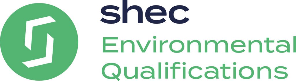 Shec Environmental Qualifications logo in green and blue